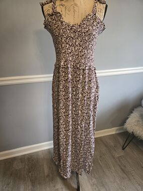 Ripe Pink and Black Floral Smocked Maxi Dress